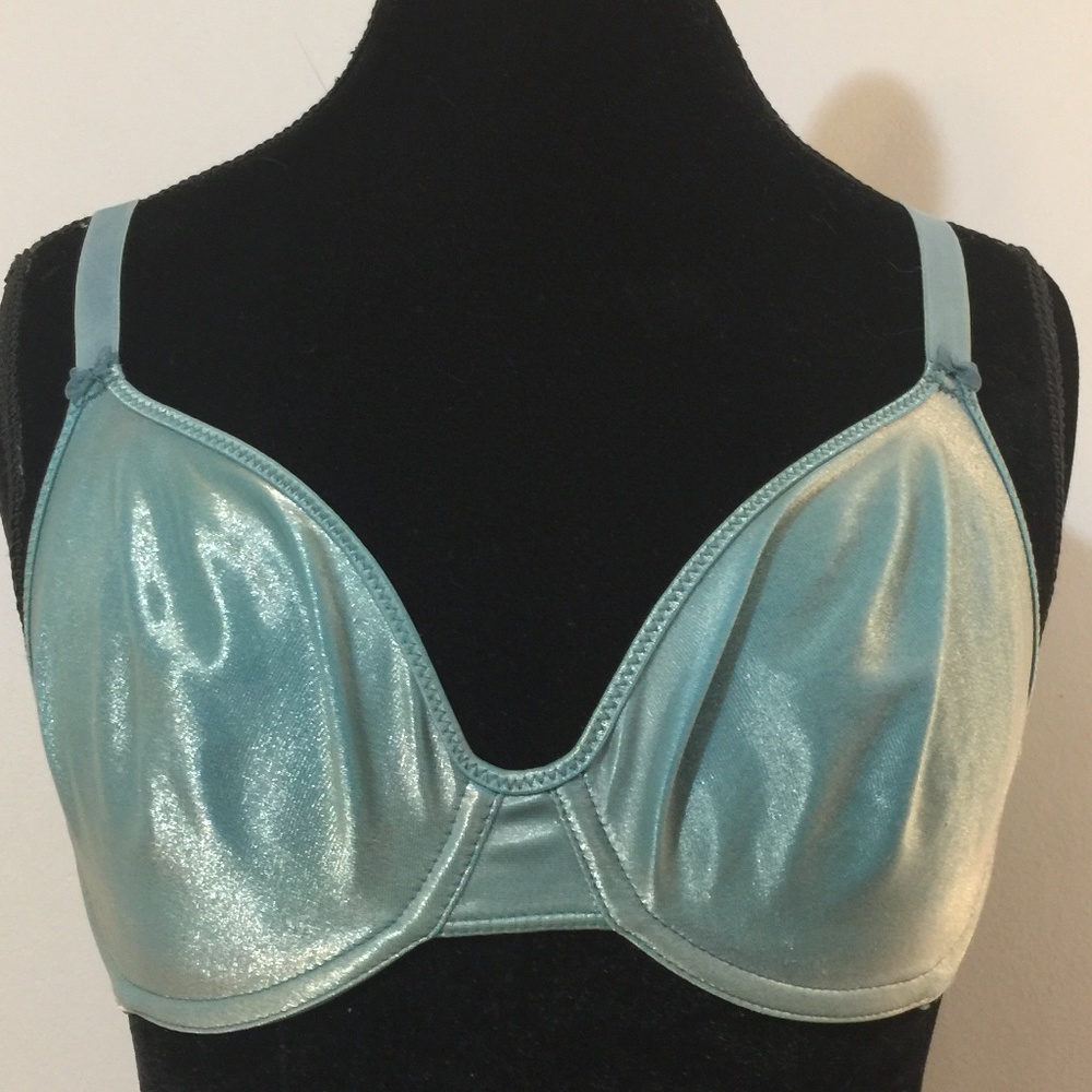 Vintage 80's Lovable 34D Bra Shinny Aqua Blue Vintage 80’s